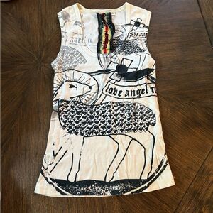 L.A.M.B. Kids Graphic Print Sleeveless Dress - Black and White